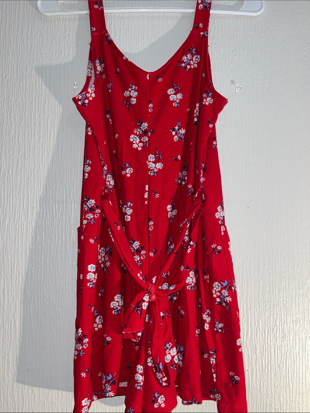 Red Floral Button-Front Romper - Picture 4 of 5